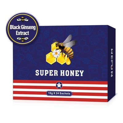 WeFun Super Honey for Him Korean Black Ginseng Extract 10g X 24 Pouches Boosts Energy and Focus