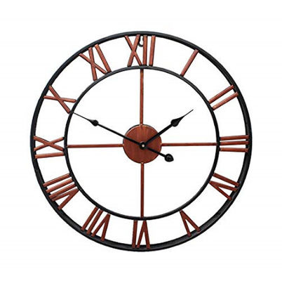China Large Round Monet 16” Roman Numeral Rustic Wall Clock Retro Vintage Round Hollow Iron Wall Clock Wall Decoration factory