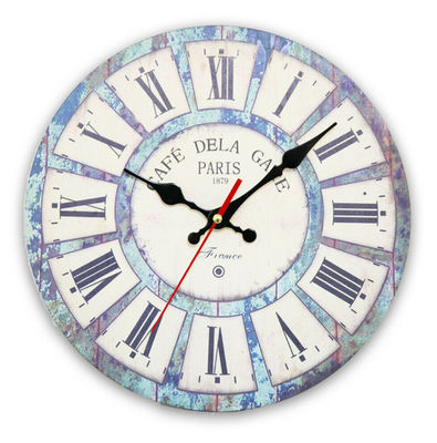 China Large Vintage Wooden Roman Number Wall Clock Shabby Chic Rustic Kitchen Home Antique-Style Wall Clock factory
