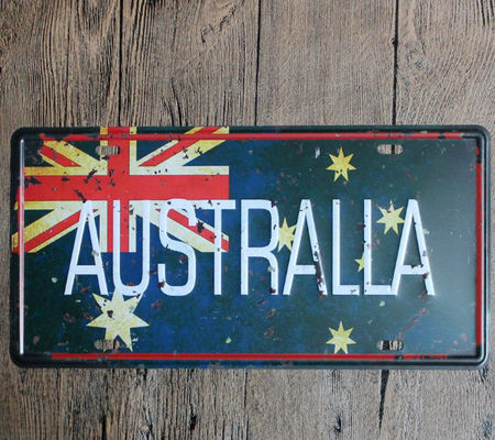 China Austialia National Flag Retro Iron Plate For Pub Bar Cafe Home Decor Wall Plaque Decoration factory