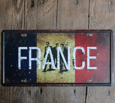 China France National Flag Metal Tin Sign Plaque Restaurant Coffee Cafe Wall Plaques factory