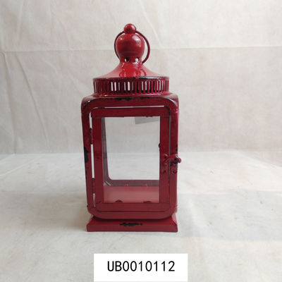 China Indoor / Outdoor Decorative Candle Lantern Square Frame Glass Metal Display factory