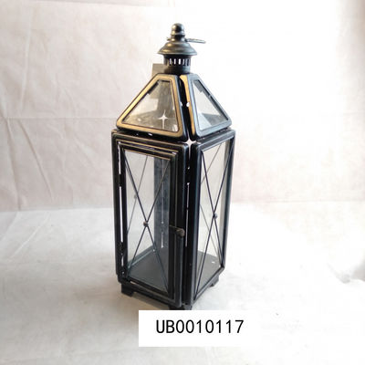 Antique Black Finish Metal Candle Lantern Home Decoration Customized Shape